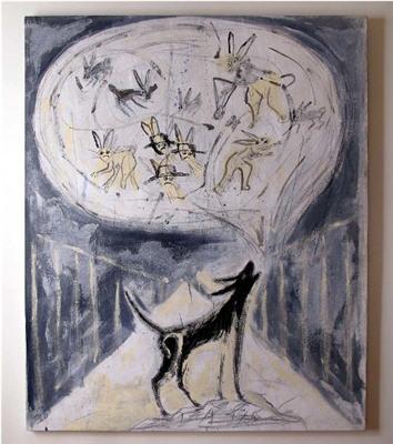 Sample artwork by Steven Chandler (Born 1968), known for folk art, red mud painting - View similar artists and auction records